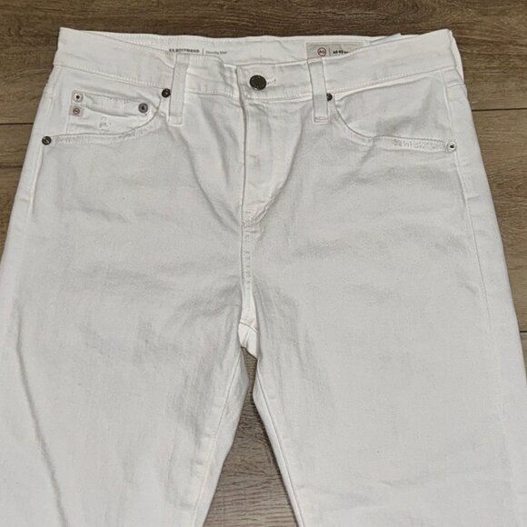 NWT Adriano Goldschmied Ex-Boyfriend Slouchy Slim Jeans Size 27 White Distressed - Picture 4 of 16